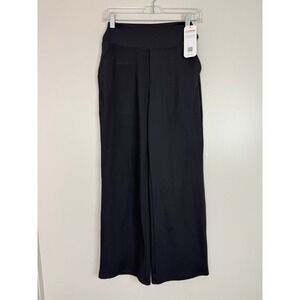 G4free Yoga Dress Pants Womens S 6 Black Wide Leg High Waist Pockets GF23J183